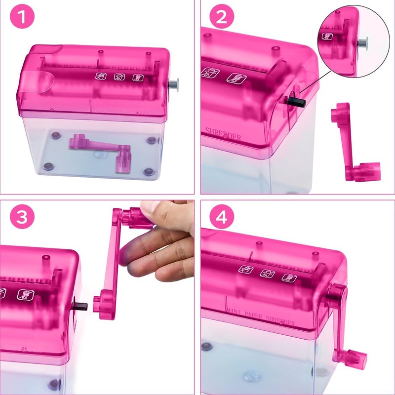 JIKIOU Mini Hand Shredder Portable Paper Shredder Manual Shredder Documents Paper Cutting Tool Home Office Desktop Stationery Red - Image 4